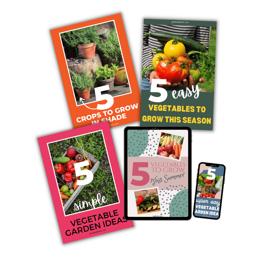 Mockup of 5 garden pin templates for Canva
