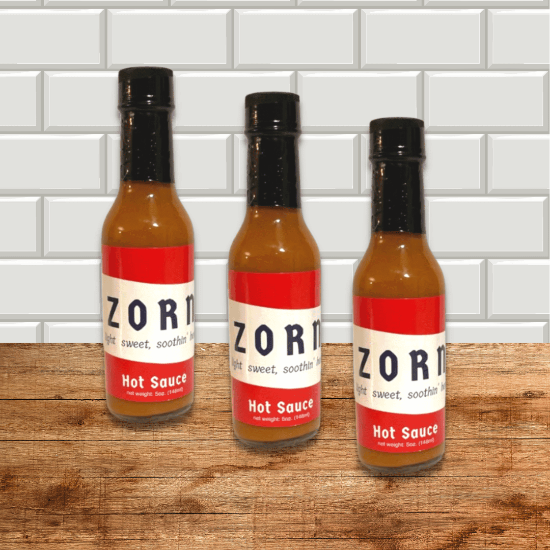 3 5oz bottles of Zorn Hot Sauce - Light Sweet Soothin' Heat